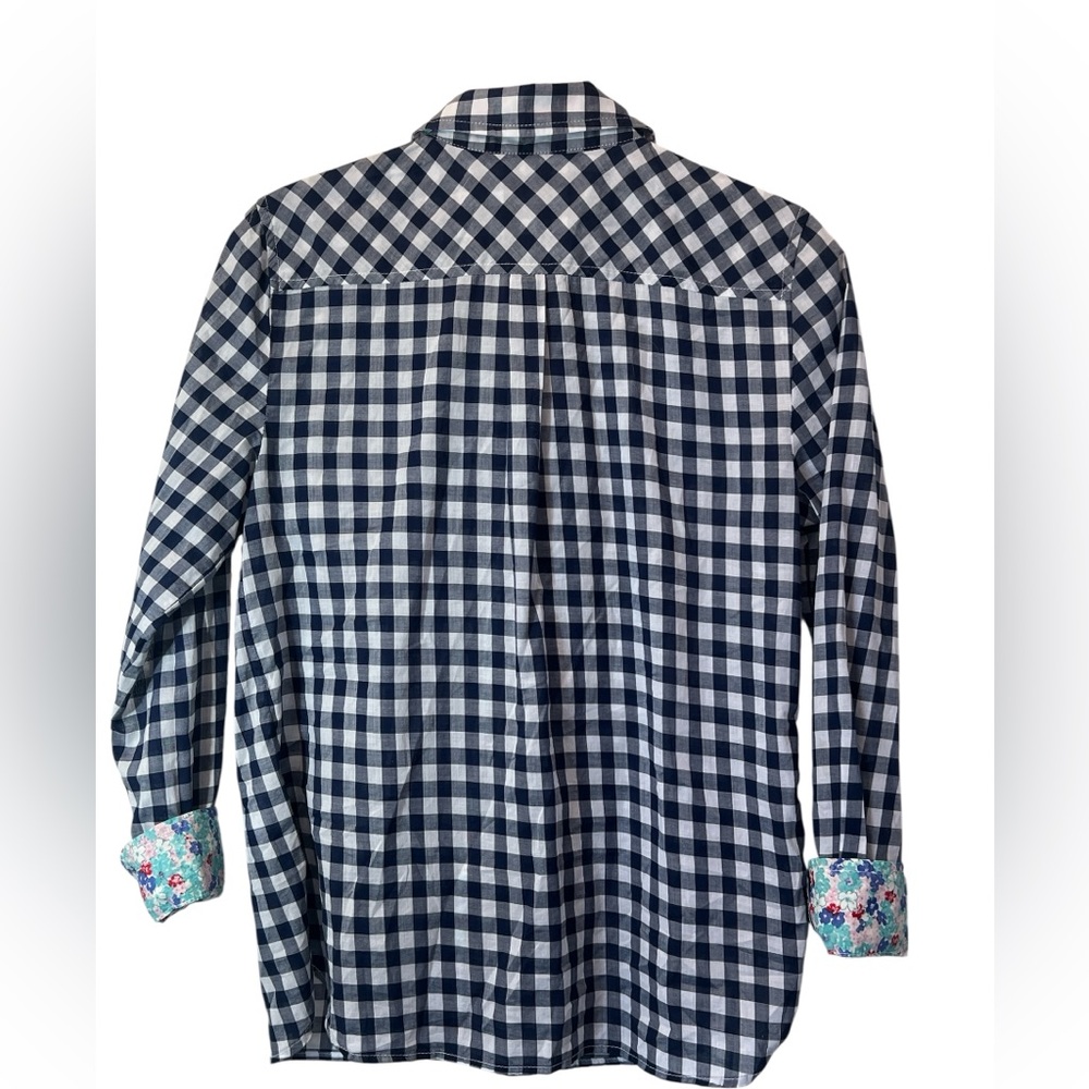 Talbots Women's Floral and Checkered Long Sleeve Button up Size P Petite Preppy - Picture 2 of 7